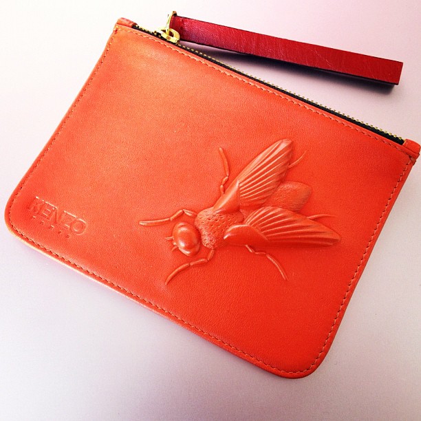 KENZO Orange leather "fly" pouch kenzoween... Ciao Nihon