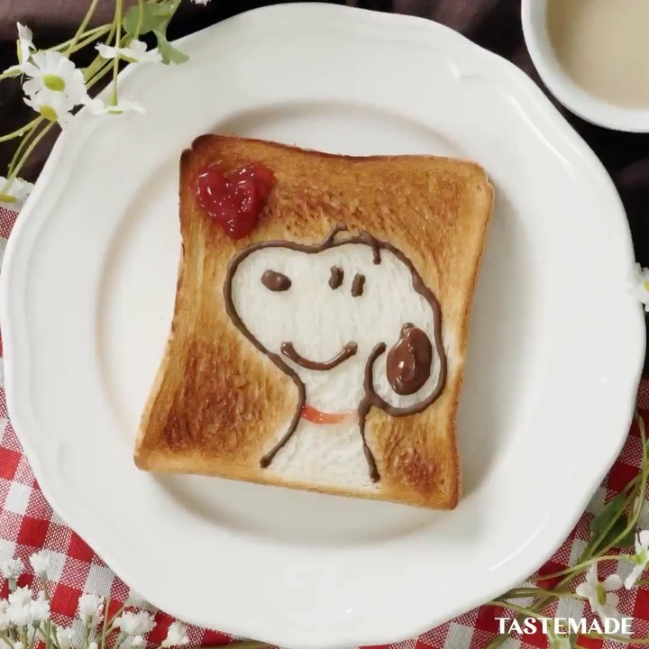 Tastemadejapan かわいく焦がして ハッピー朝ごはんトースト 料理 クッキング レシピ 料理動画 レシピ動画 朝ごはん あさごはん 朝食 お Ciao Nihon