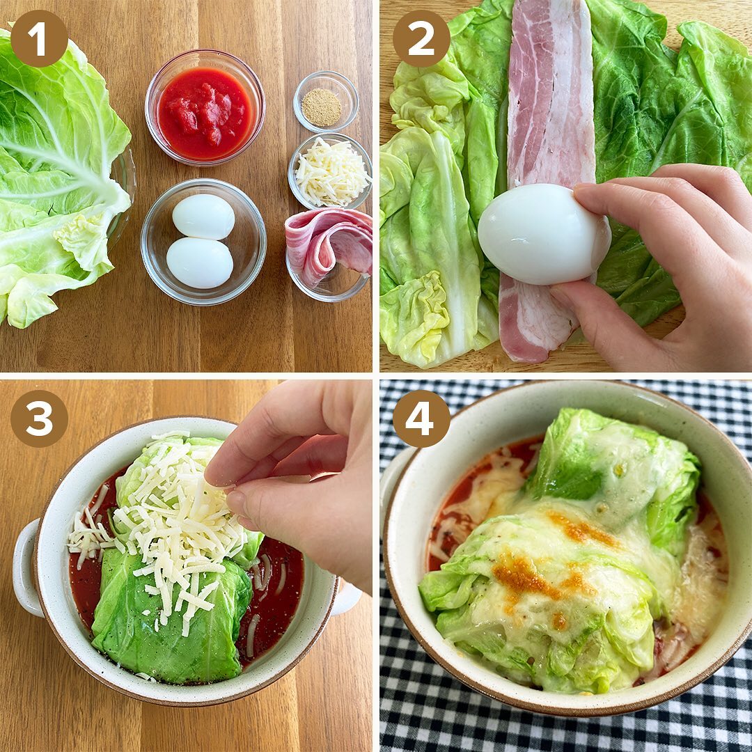 Tastyjapan 半熟卵のロールキャベツの作り方 ㅤㅤㅤㅤㅤㅤㅤㅤㅤㅤㅤㅤㅤ キャベツの葉2枚をレンジ600wで1分加熱し 水気を拭き取って芯を削ぐ 葉の上にベーコン 半熟ゆで Ciao Nihon Tastyjapan 半熟卵のロールキャベツの作り方 ㅤㅤㅤㅤㅤㅤㅤㅤㅤㅤㅤㅤㅤ キャベツの葉2枚をレンジ600wで1分加熱し 水気を拭き取って芯を削ぐ 葉の上にベーコン 半熟ゆで Ciao Nihon