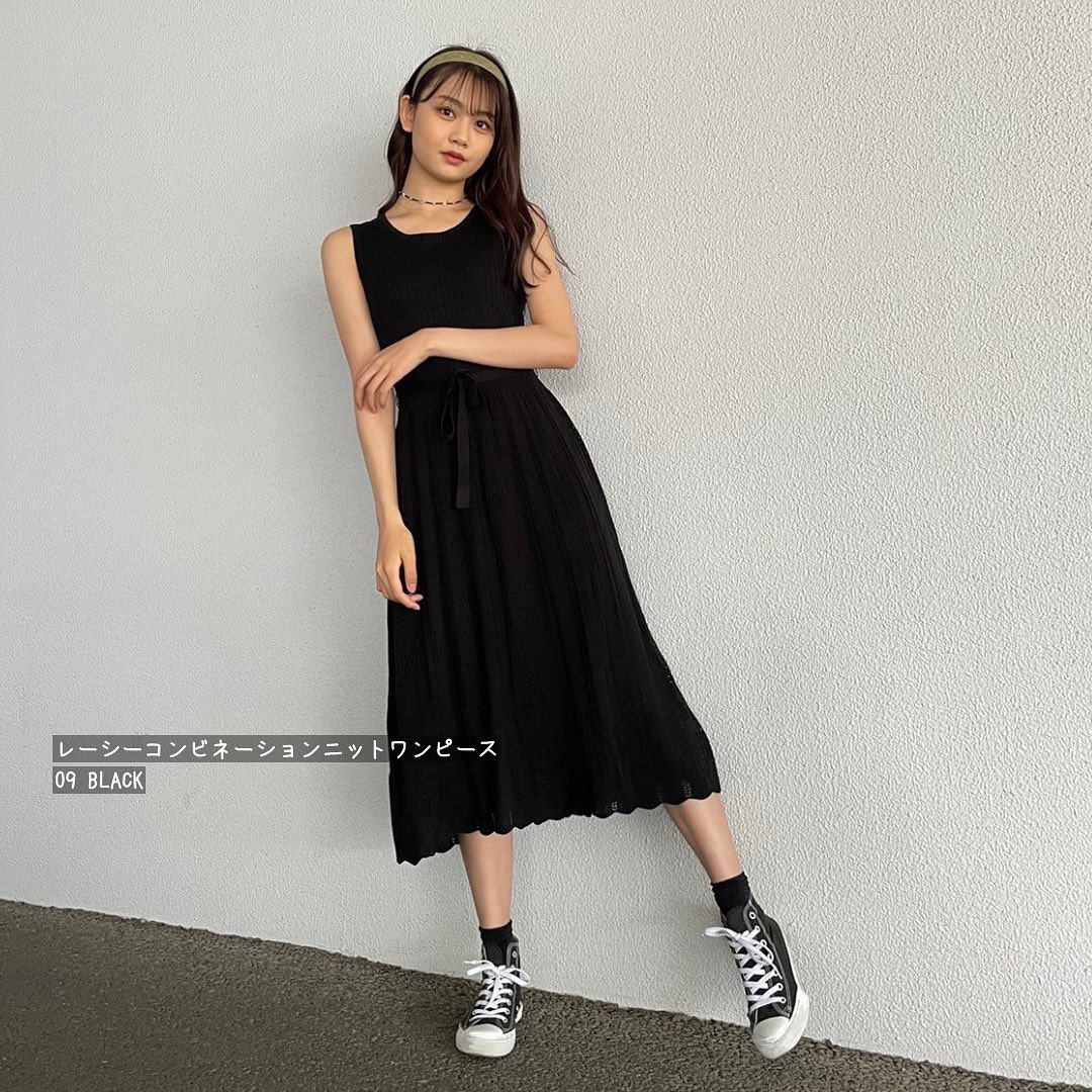 Gu For All モテ確ニットワンピース レーシーな編み地のコンビネーションで 大人っぽくてレディに整うワンピース １枚で 高見えなワンピに 一目惚れしちゃいそうです ウエストか Ciao Nihon