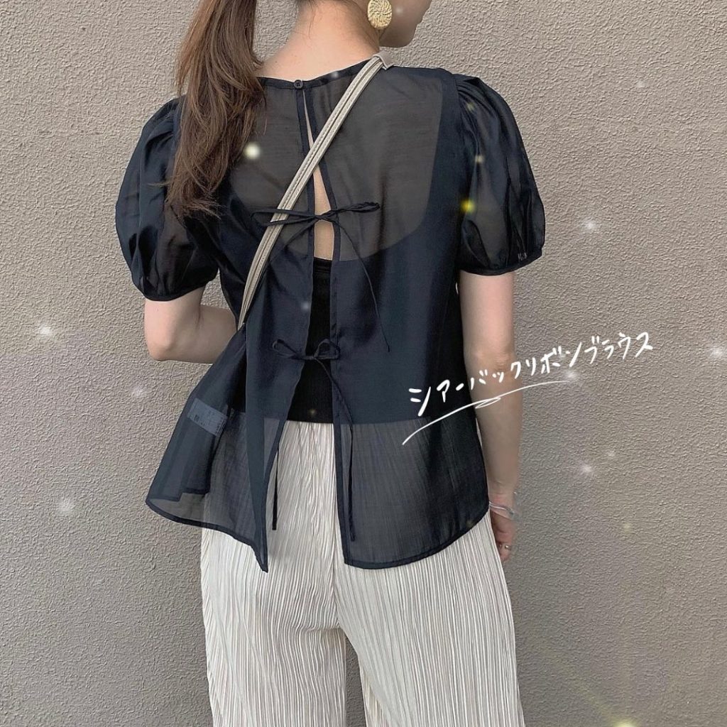 シアーバックリボンブラウス Ciao Nihon