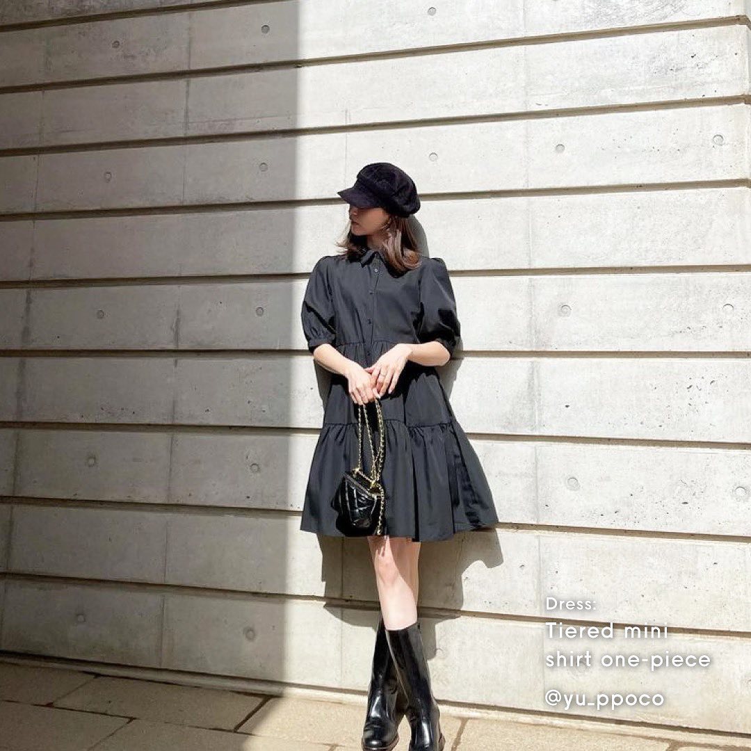 Gu For All ワンピースコーデ をpick Up パンツ合わせでチュニックのようにも着こなせるミニワンピース ティアードでありながら 少し高めにウエストをシェイプさ Ciao Nihon