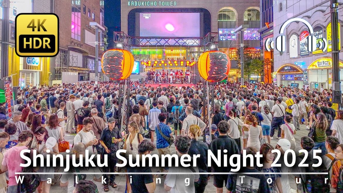Shinjuku Summer Night 2025 Walking Tour & Bon Dance in Kabukicho [4K/HDR/Binaural]