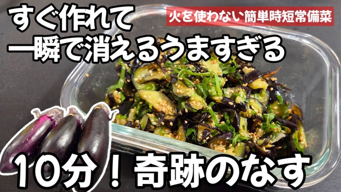 一瞬で消える茄子の浅漬け！切って漬けるだけ！なす 大葉 塩昆布 簡単作り置き常備菜 副菜 おつまみレシピ 箸休め おうちごはん 漬物 ダイエット ヘルシー 健康 時短レシピ お盆